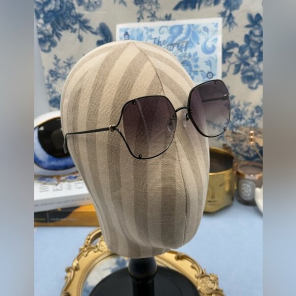🆕 ALEXANDER MCQUEEN 🧿 NWOT AM0366S Black Wire Rimmed Butterfly Shaped Glasses - Picture 2 of 13